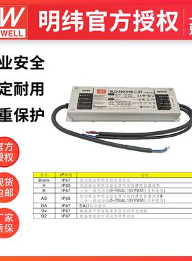 明纬ELG-240-36DA 180-240w恒流恒压型DALI调光 防水IP67开关电源