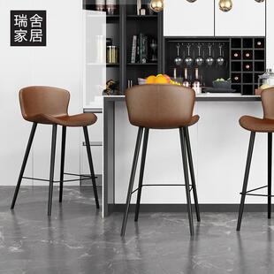 吧椅吧台椅子家用岛台椅高脚凳吧台凳高脚椅意式极简轻奢现代凳子