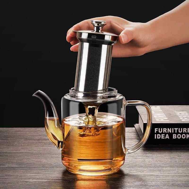 围玻炉碳烤煮茶壶高平硼硅耐热不ZUM璃泡锈钢漏茶水分离底方