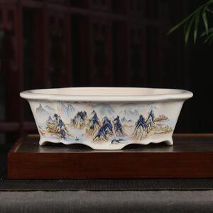 紫砂长方形盆景花盆马槽宜兴特大号口径北欧简约陶瓷精品花盆YZ19