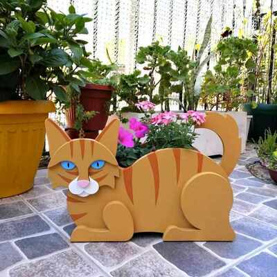 Cat planter猫花盆播种机 室内外花园装饰桌面收纳摆件