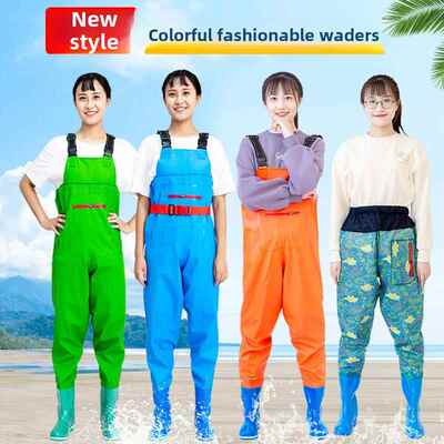 雨裤雨鞋一体女士水裤下半身雨靴连体水裤水鞋背带全身加厚防滑