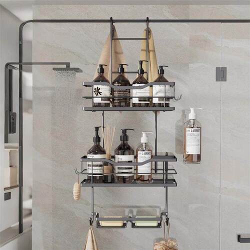 Rear shelf of bathroom door for storage in the bathroom