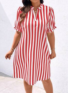 Plus Size Women's Dress for All Seasons Fitted Moderate