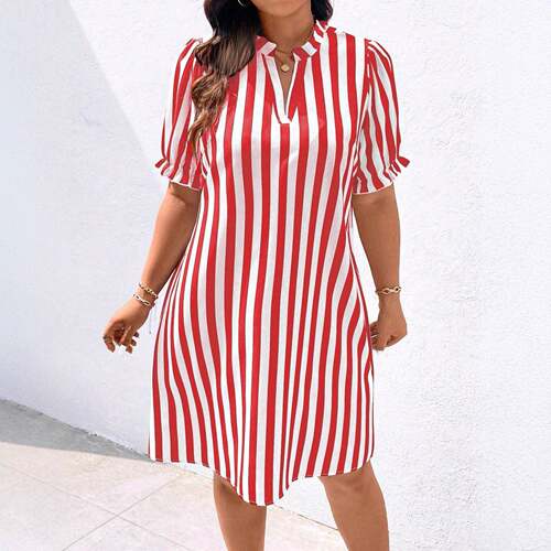 Plus Size Women's Dress for All Seasons Fitted Moderate