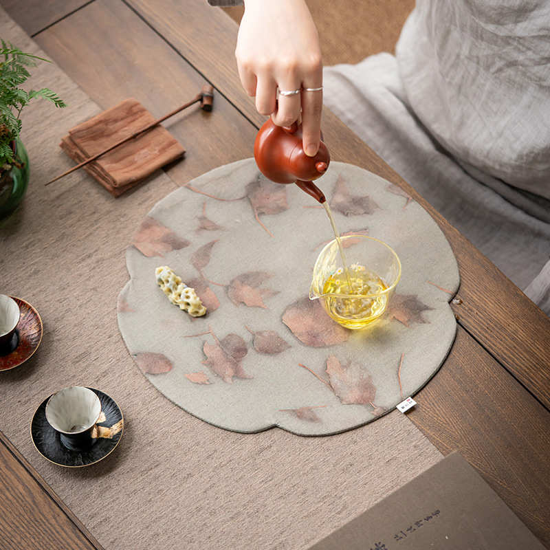 问沧中式全棉印染干泡席家用茶桌布功夫茶道配件茶台茶几隔热垫