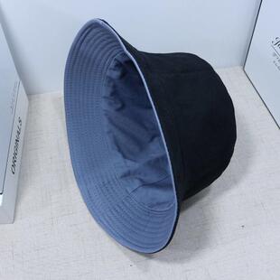 帆布太阳帽双面戴渔夫帽纯色网红款男女夏季防嗮韩版时尚百搭学生