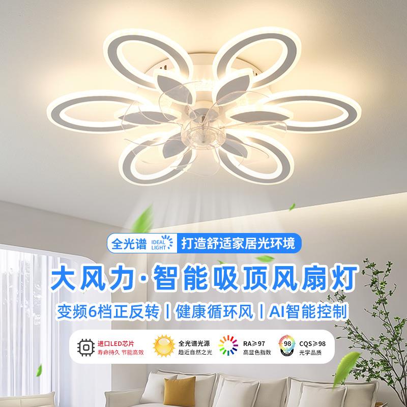 110V外贸款北欧极简客厅大气装饰吸顶风扇灯智能卧室吸顶灯具