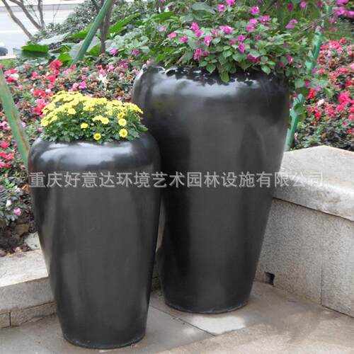 好意达玻璃钢花盆酒店绿植创意组合摆件商场圆形花钵小区广场花箱