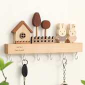 进门钥匙挂钩ins风入户玄关墙上壁挂钥匙收纳架实木可爱装 饰北欧