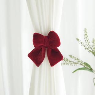 新年窗帘捆绑带红丝绒蝴蝶结挂件纱帘固定扣环圣诞节结婚乔迁装饰