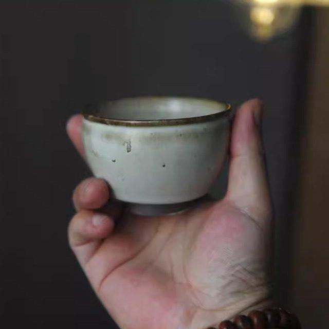 潮人茶事 手工主人杯柴烧茶杯单杯品茗杯大号茶具壶承干泡盘