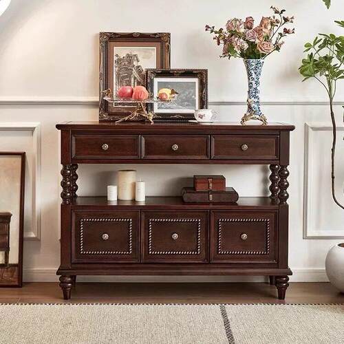 美式实木玄关柜复古做旧斗柜客厅收纳柜储物柜花架隔断柜餐边柜子