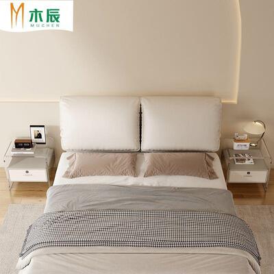 亚力床头柜实木现RDC代能简约多功带锁奶油风克颜值儿童房边柜高