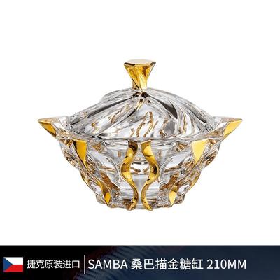 正品波希盘米亚捷克进水晶玻璃手口绘金厅色果高端果桶可达豪华风