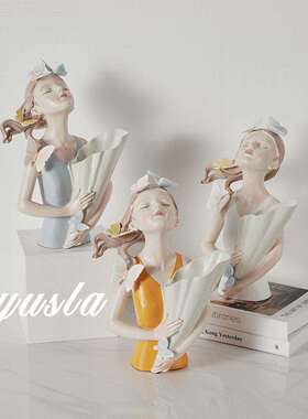 大号棒花女孩萌花瓶摆件电视柜插干花器餐厅儿童房软装饰品摆设