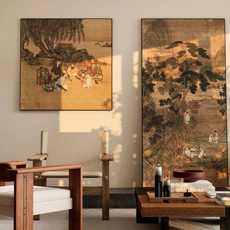 复古中式中古风装饰画客厅玄关背景墙落地画走廊过道玄关挂画装饰,家居饰品,现代装饰画,淘宝优惠券,粉丝福利购,淘宝优惠卷