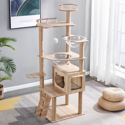 猫爬架猫树一体大型猫窝架子小户型不占地猫咪玩具双太空舱猫别墅