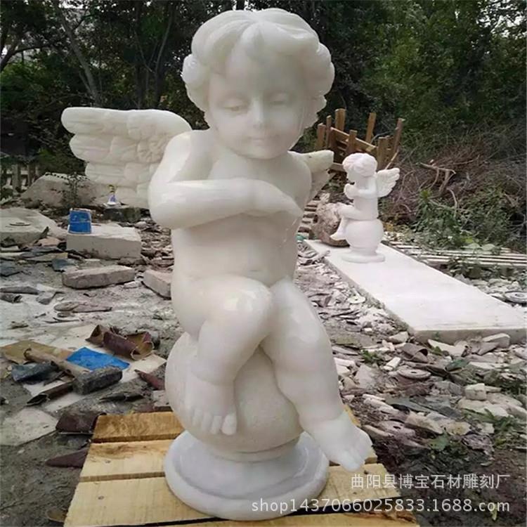 供应大理石石雕小天使 西方人带翅膀小孩 汉白玉小四季神一套厂家