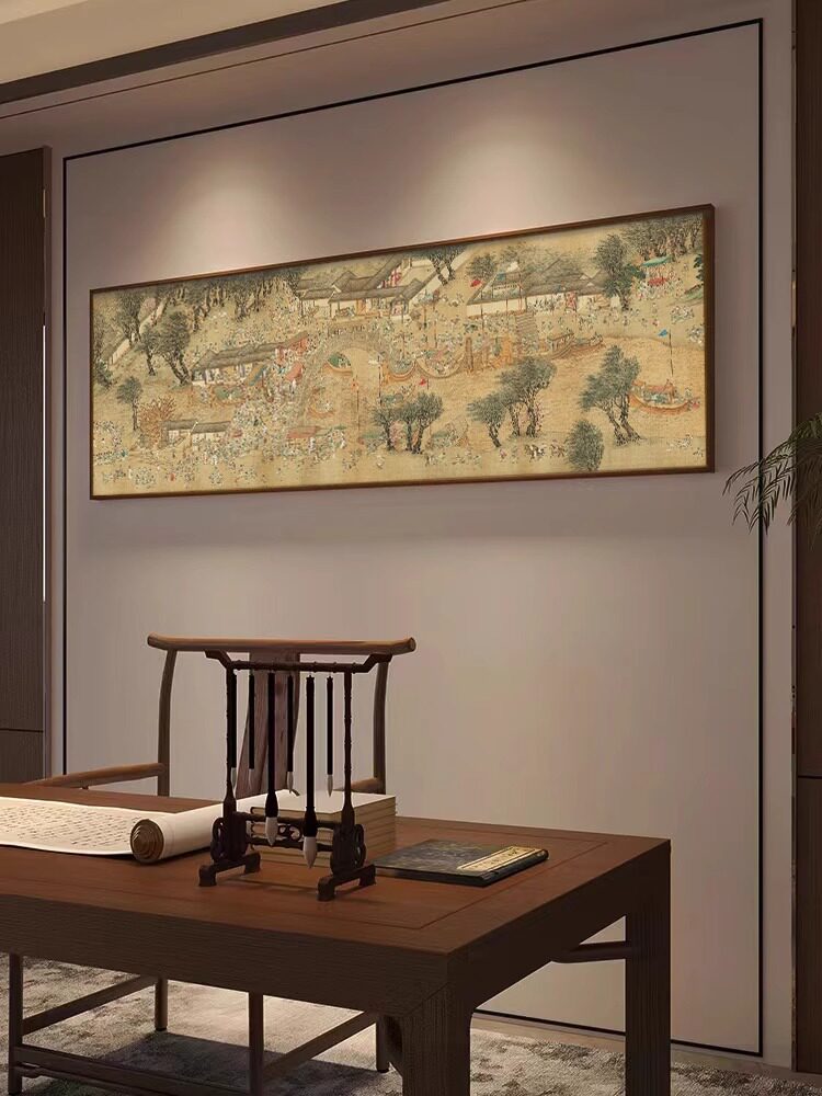 清明上河图装饰画中式客厅沙发背景墙挂画书房办公室山水国画壁画