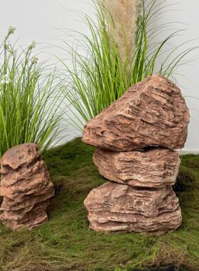 彷真黄色玻璃纤维石头不规则千层石造景橱窗户外园林越野景观假石