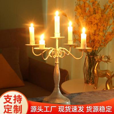跨境欧式铁艺烛台摆件ins风拍摄道具氛围感法式浪漫高级复古烛杯
