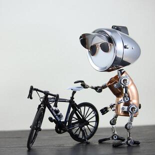 创意电脑桌面气氛灯公路单车朋克机器人个性 手工制作轻奢男生礼物