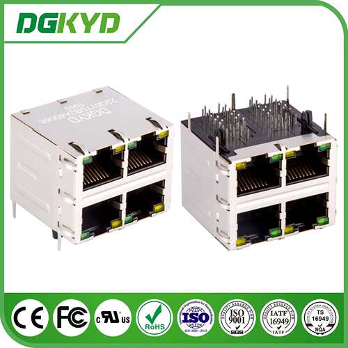 2X2网口连接器 RJ45接口带千兆变压器 DGKYD22Q077DB2A4D068