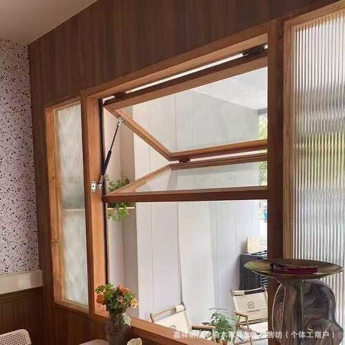 老榆木折叠窗奶茶咖啡厅装饰推拉窗民宿复古网红门窗家用庭院门窗