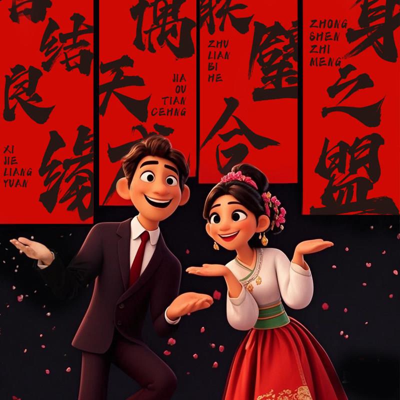 婚房结婚挂布装饰新房布置书法帆布条婚礼晨袍拍照背景订婚室外长