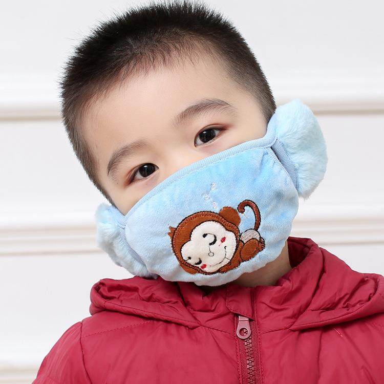 秋冬季二合一儿童口罩耳罩加厚绒