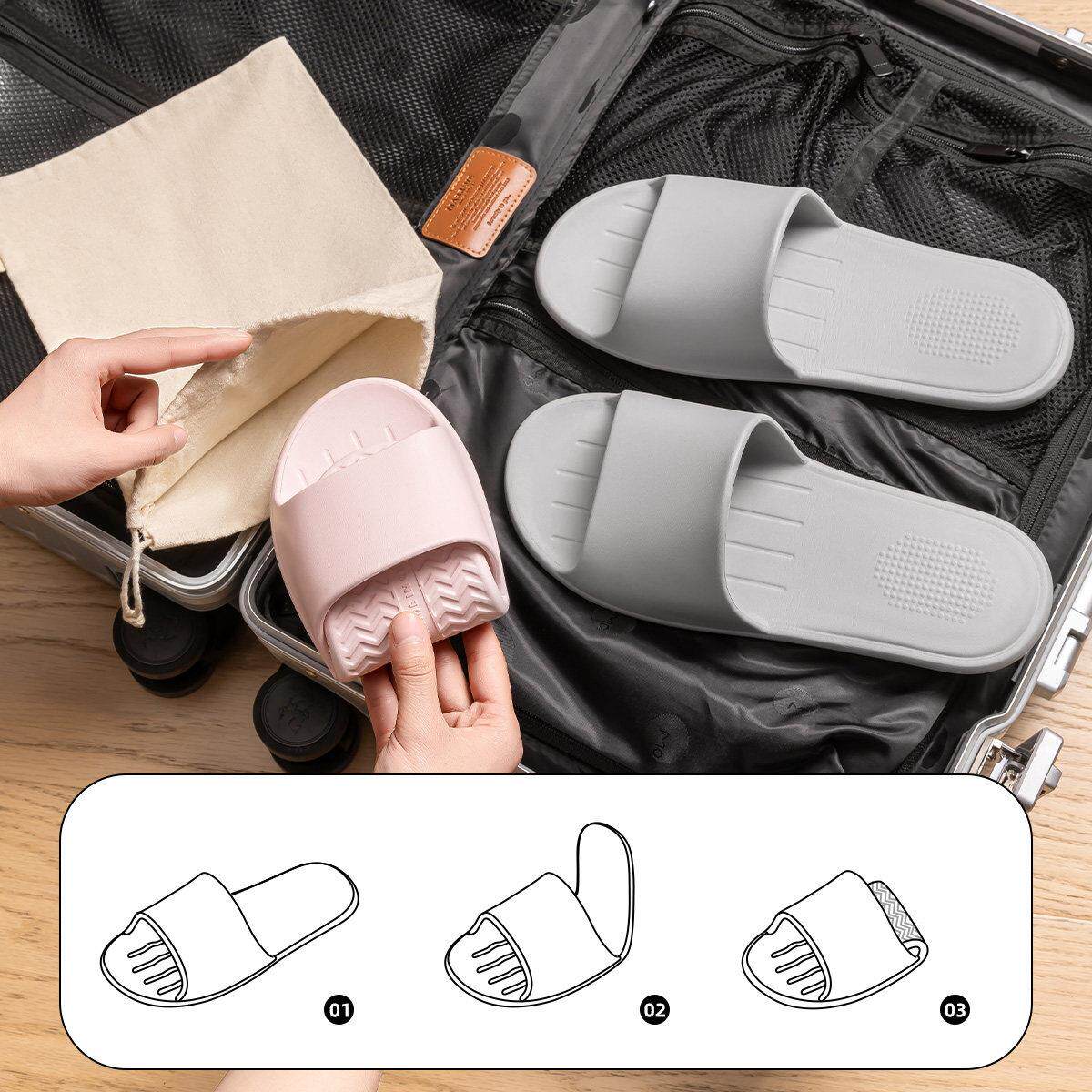 日本便携式旅行折叠拖鞋为妇女夏季新潮流休闲浴防滑浴和商务旅行