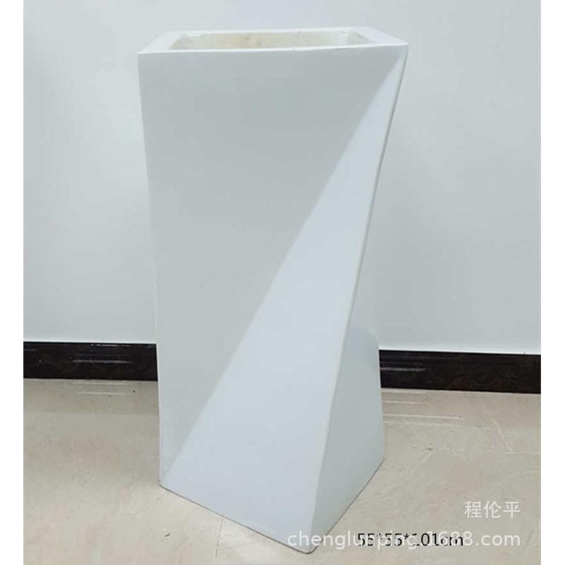 摆件纯白色艺术玻璃钢花盆插花落花瓶砂岩器创意不规则花简约地大