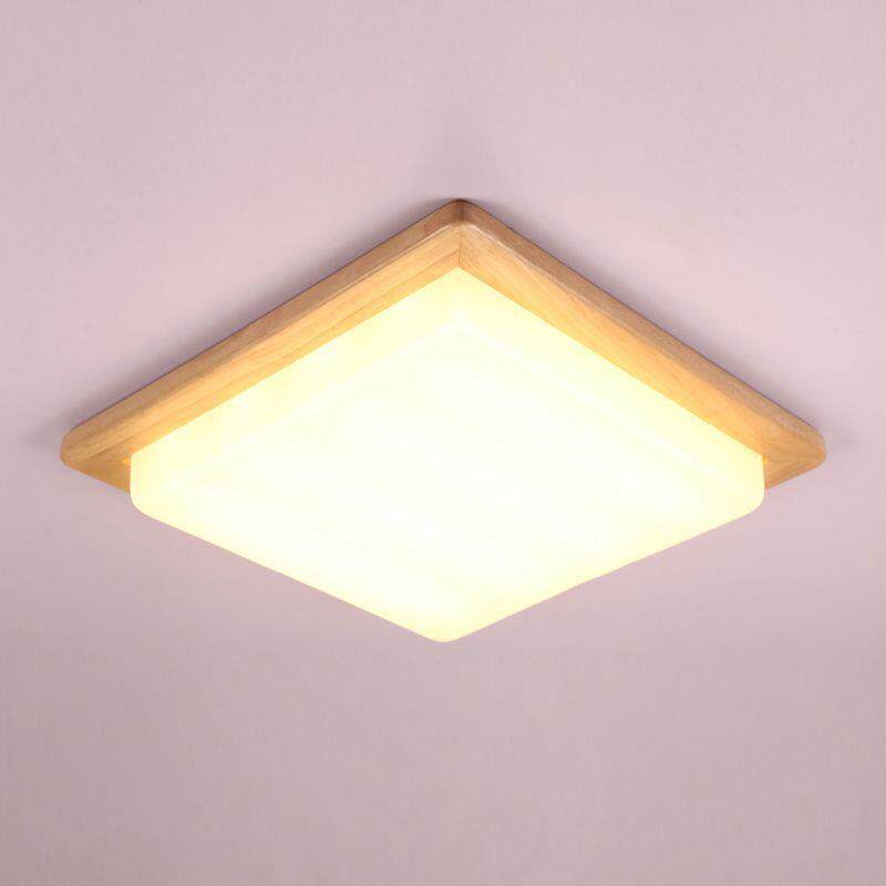 现代简约客厅吸顶灯日式几何餐厅卧室吸顶灯LED木艺吸顶灯灯具