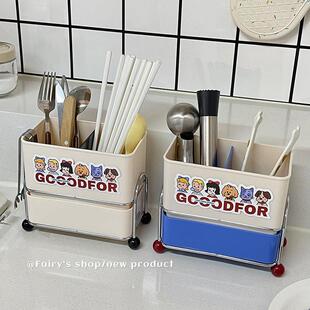 多功能筷子收纳盒分区可沥水置物架家用厨房台面叉勺餐具筒筷子笼
