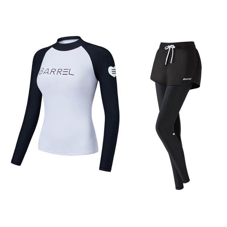 韩国新型速干式女式胸垫潜水服泳衣防晒冲浪服女式长袖分体式泳衣