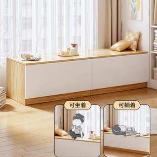 实木飘窗柜子置物柜家用收纳柜入户玄关现代简约储物柜卧室窗边柜