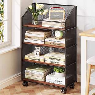 文件架落地书架办公室分层置物架工位神器可移动桌下小推车收纳柜