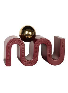 现代简约圆何个性小众几装饰红色S型球物摆架雕塑送礼书架桌WKC面