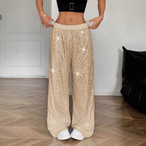Women's Fashion Pants with Elastic Waistband  Sequins