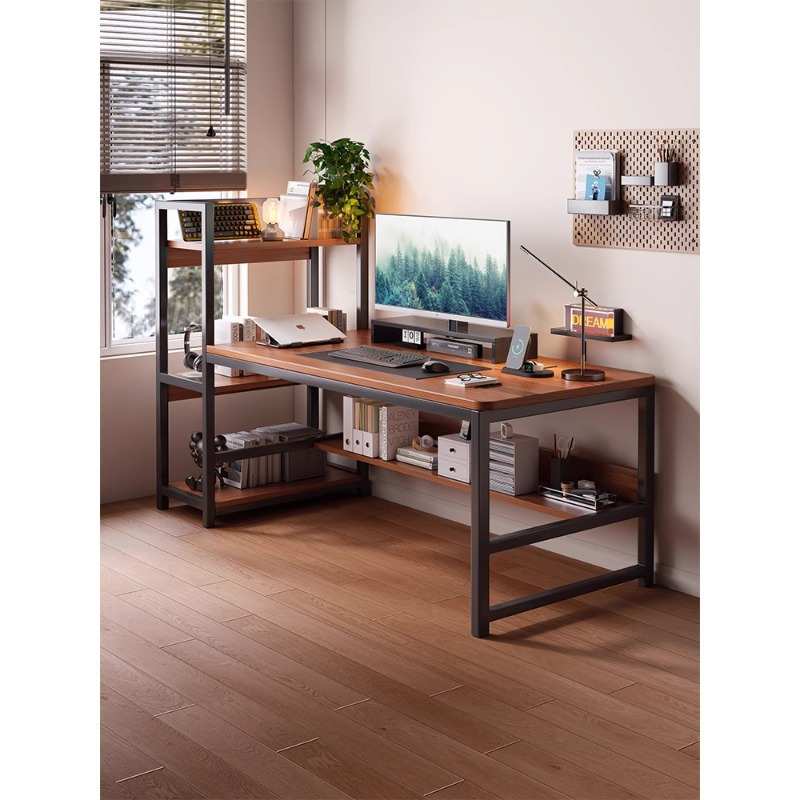 电脑桌家用卧室书桌书架一体桌台式办公桌工作台学生学习桌写字桌