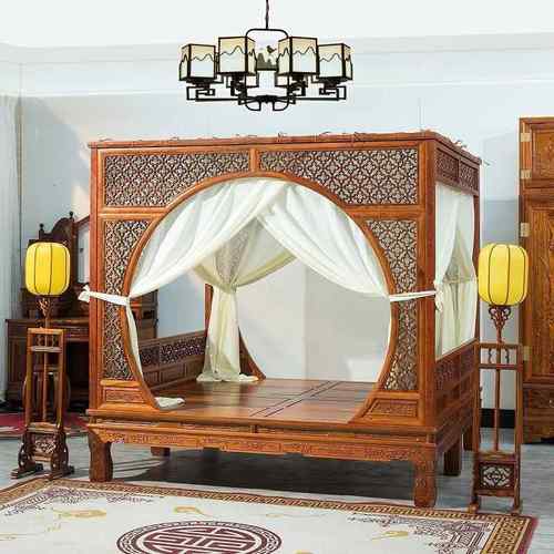 床实木架子床典仿84古老式明清雕花家中用双人千工拔步式古踏步床