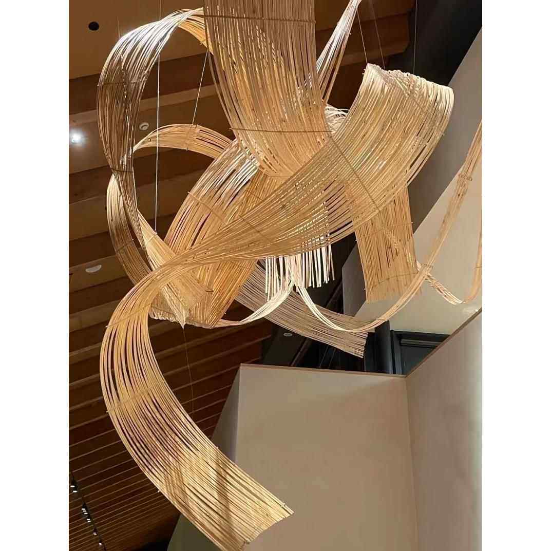 个性竹条竹片竹排竹编织品竹蔑条青蔑花艺婚礼造景展厅悬吊式天花