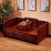 老榆木罗汉床新中式 伸缩两用实木沙发床小户型客厅推拉床罗汉床榻