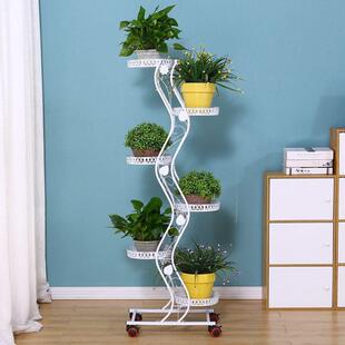 欧式 铁艺花架阳台客厅多层省空间室内落地带轮子绿萝可移动花盆架