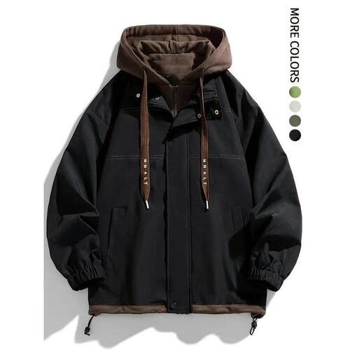 U 40565 Color-block hooded baseball jacket 拼色连帽棒球服