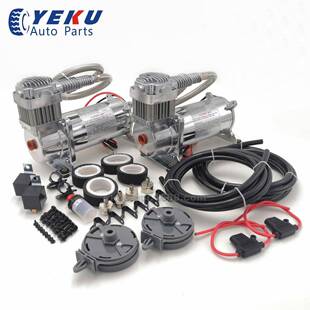 跨境热销汽车改装 气泵200psi电机不锈钢空压机双400C车载充气泵银