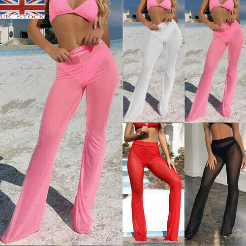 Spring pants mesh wide leg flared pants