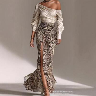 Womens OffShoulder Long Sleeve Waist Cinching Fall Winter