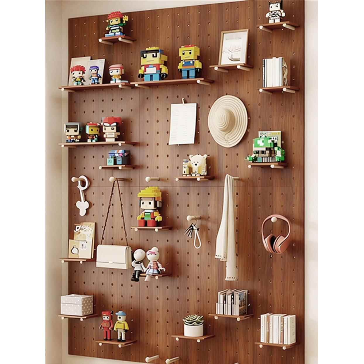 实木洞洞板定制展示架木质桌面墙面书桌收纳墙入户门口玄关置物架